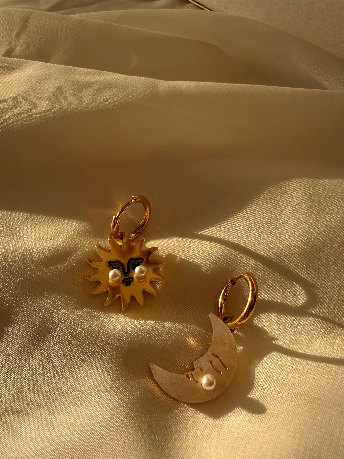 Moon and Sun Hoop Earrings