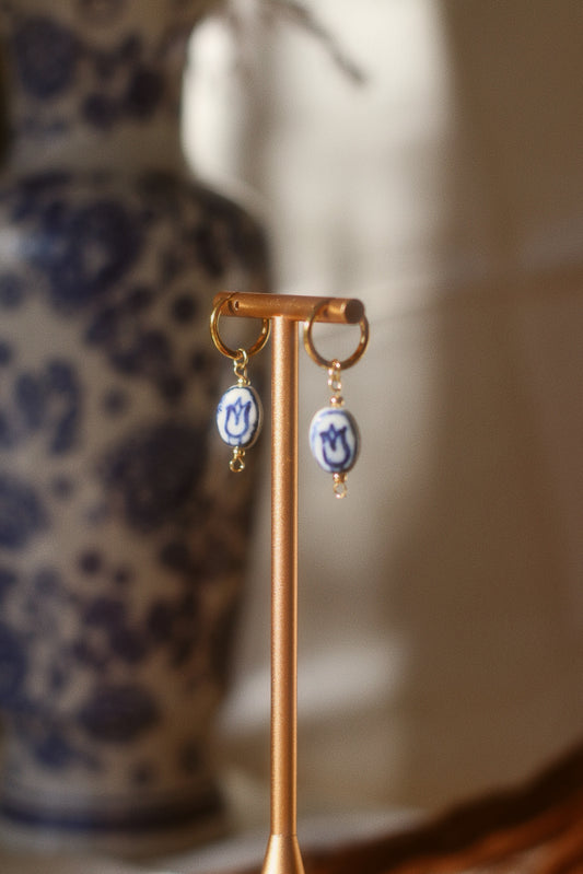 Oval talavera earrings