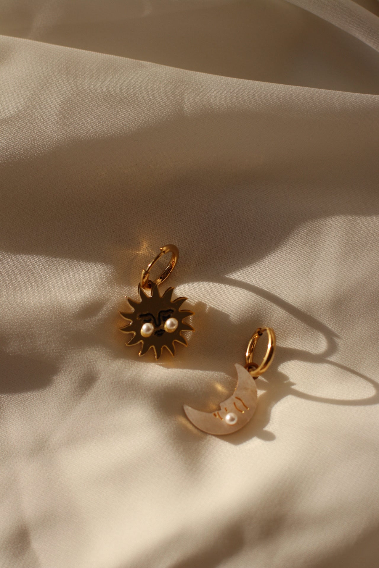 Moon and Sun Hoop Earrings